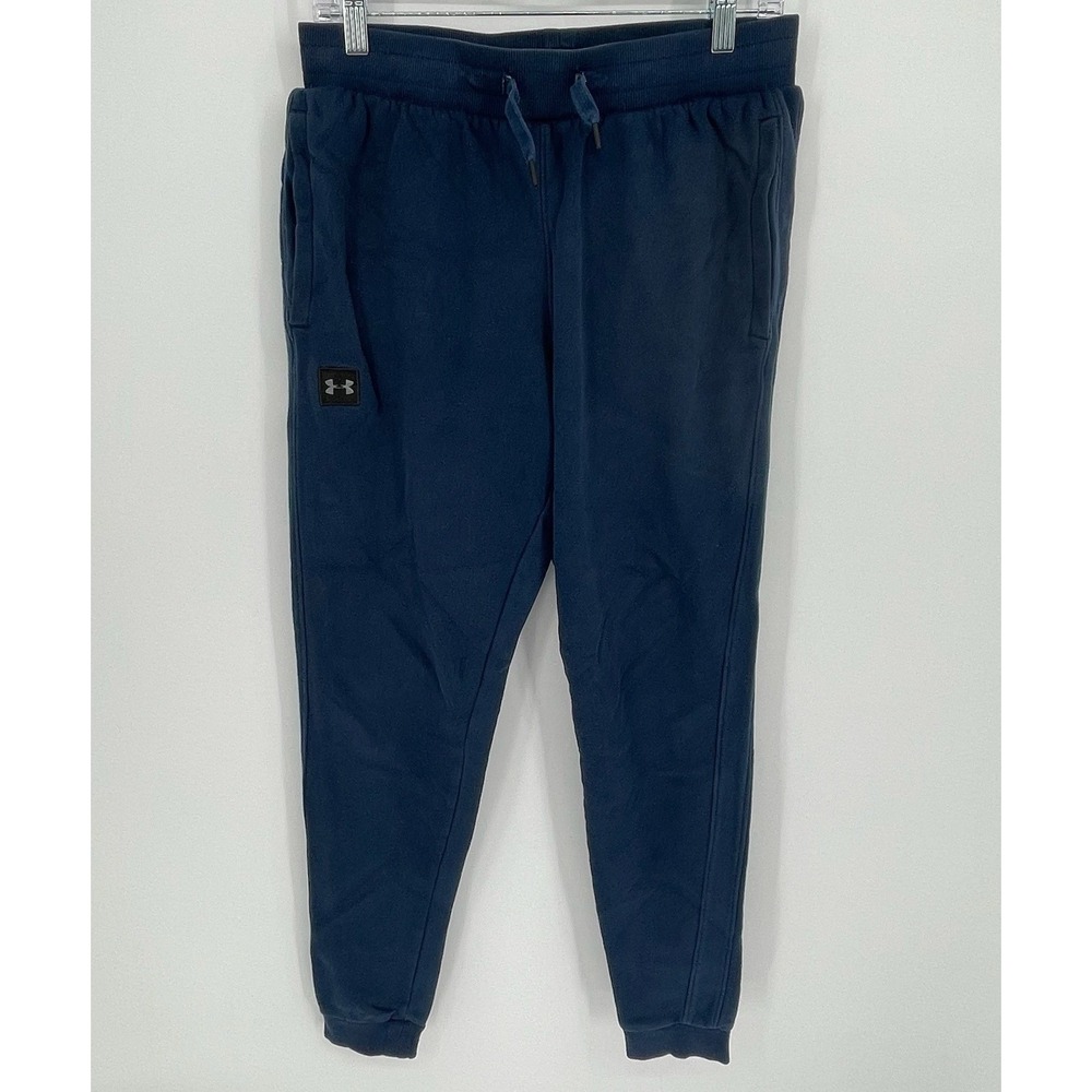 Under Armour Men's Navy-Blue Fleece Tapered Jogger Pants Size Medium